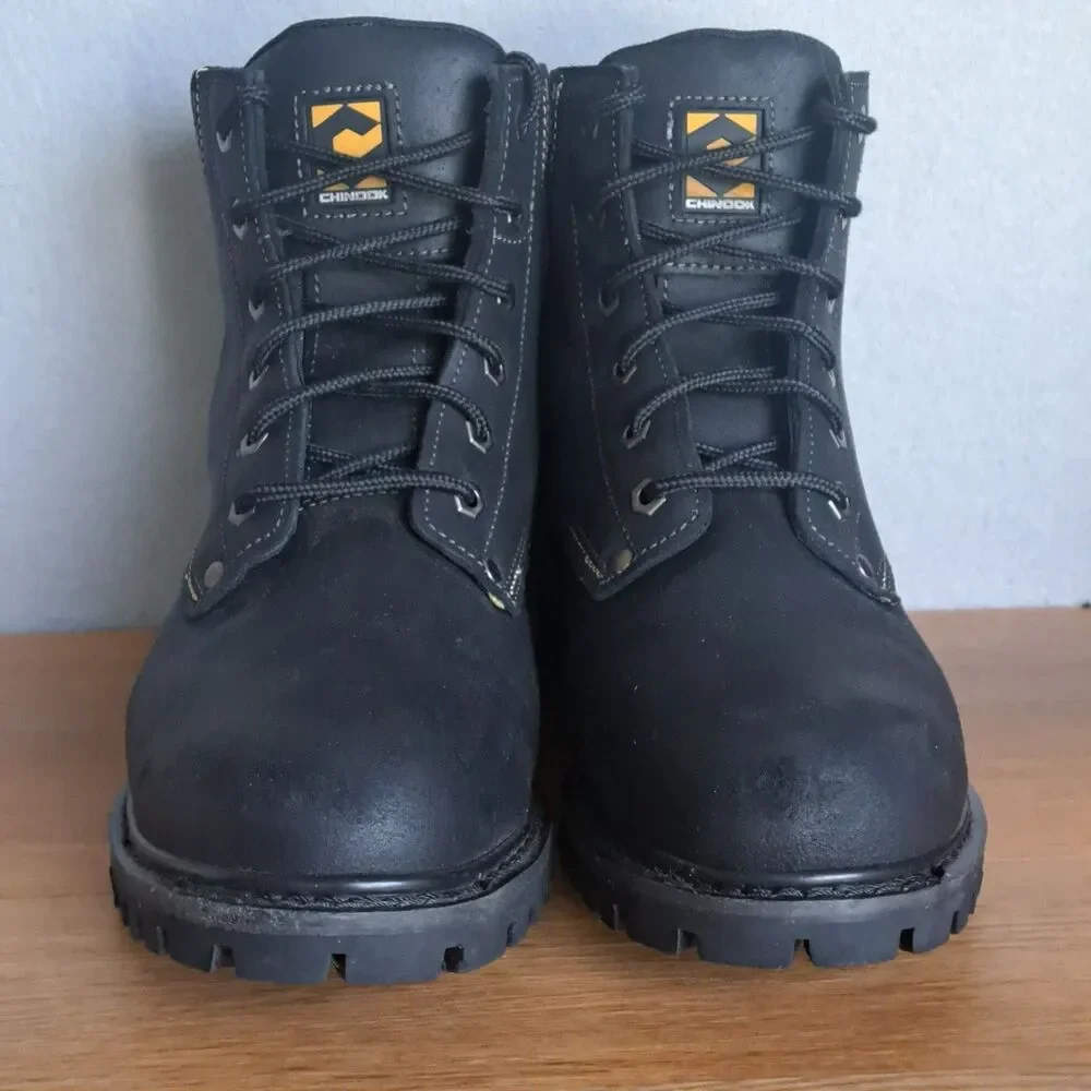 Chinook Work Boots Men's Size 11 Oil Rigger Steel Toe Leather Upper Black